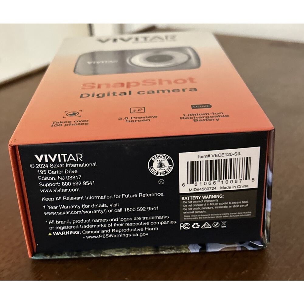 Vivitar Snapshot Digital Camera with Lithium-Ion Rechargeable Battery Brand New! - Picture 4 of 6
